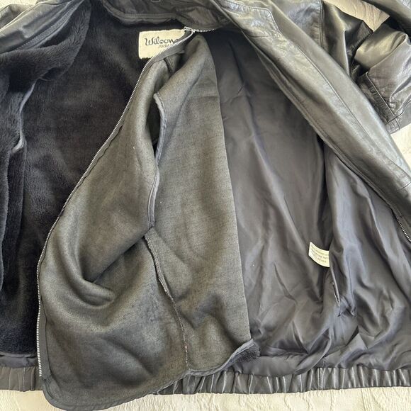 Wilsons Vintage 80's Women's Black Leather Moto Jacket Embossed Croc Size Small - Picture 14 of 16
